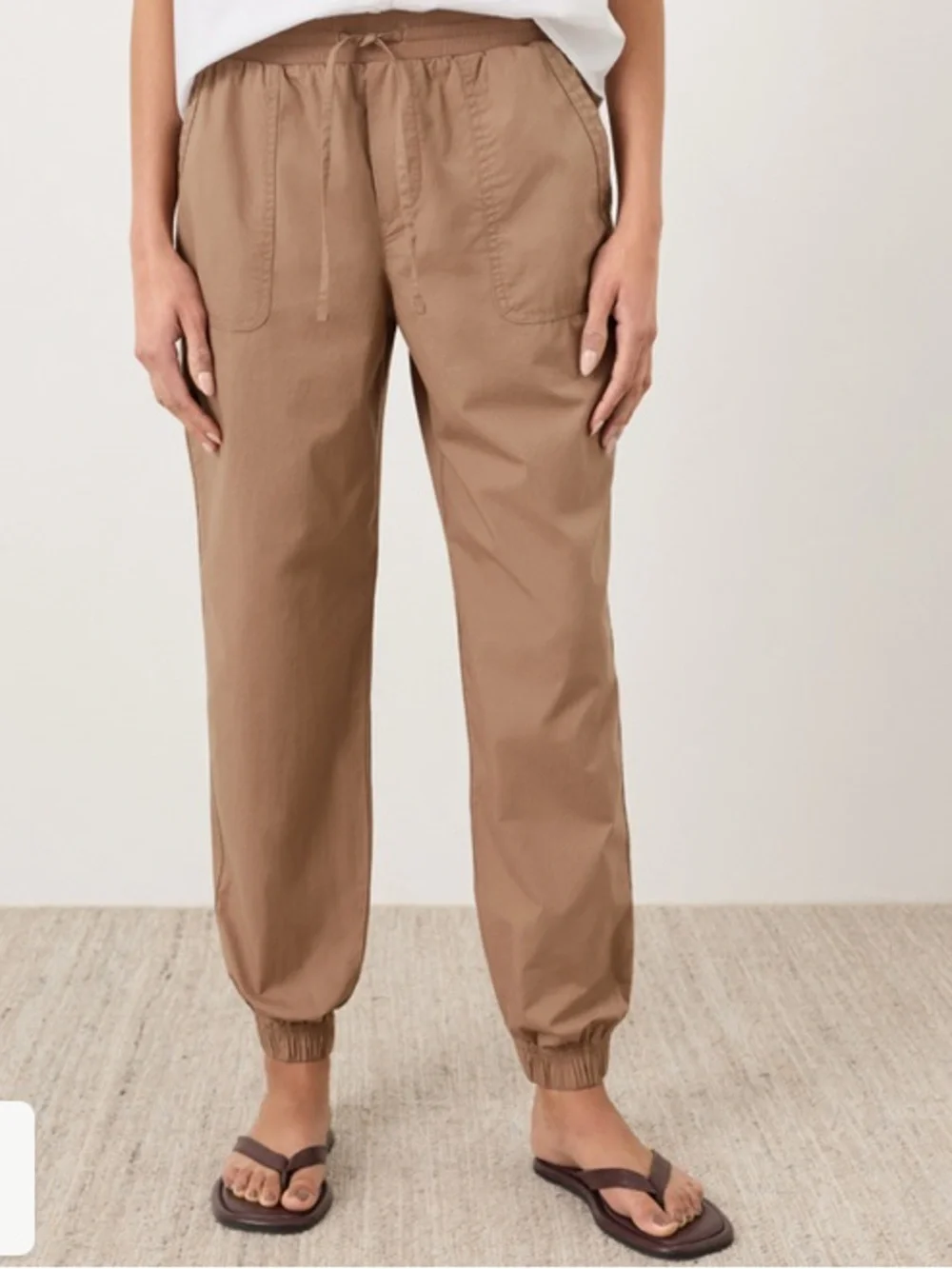 PACT ORGANIC STRETCH POPLIN JOGGER SIZE LARGE IN DRIFTWOOD - Picture 3 of 10